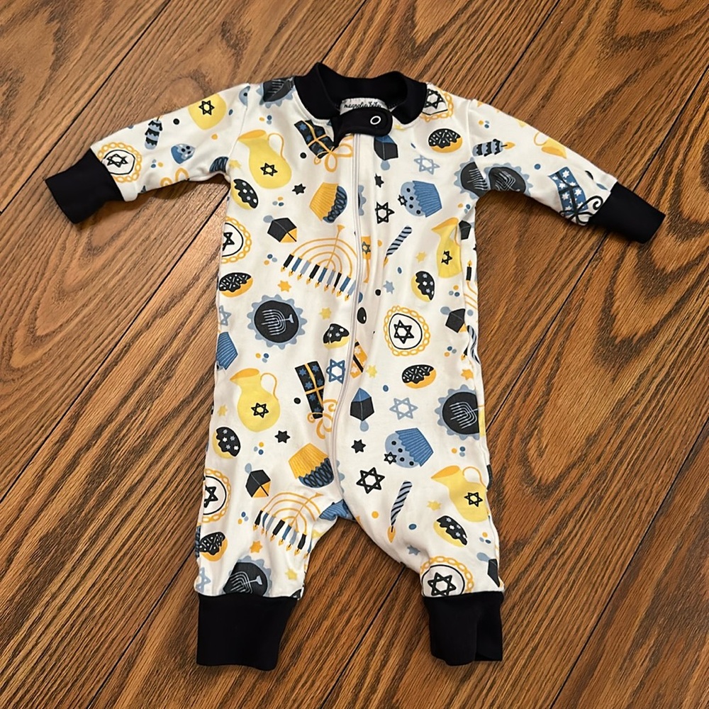 Magnolia Baby Happy Hanukkah Zipped Pajama Shine Bright Outfit 6m
